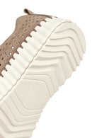 Woman Mink Lace-Up Thick-Soled Patterned Suede Comfort Shoes | Derimod