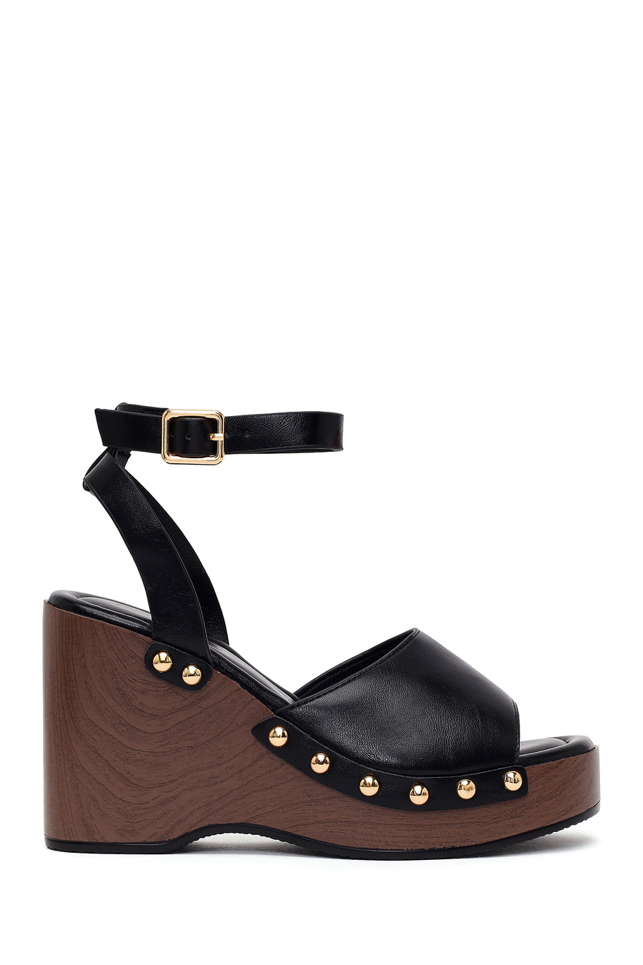 Woman Black Ankle-Buckle Wedge Sandal 26SFE499618 | Derimod