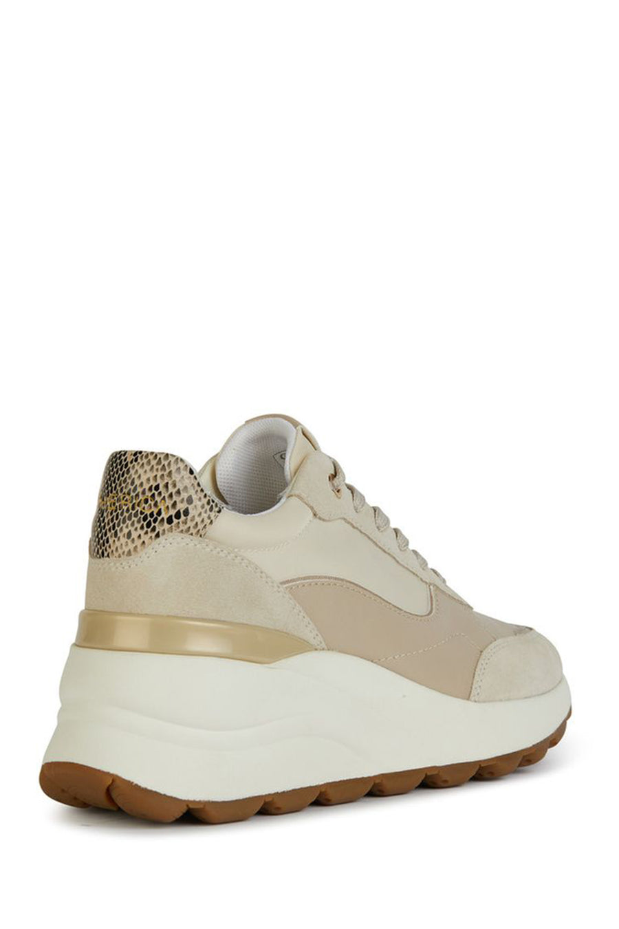 Geox Kadın Bej Spherica Ec11 Kalın Tabanlı Bağcıklı Deri Sneaker