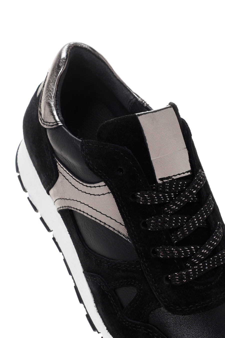 Kadın Siyah Süet Deri Detaylı Sneaker