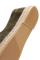 Men's Khaki Suede Leather Espadrille | Derimod