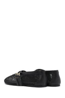 Women's Black Buckled Mesh Fabric Ballerinas | Derimod