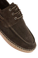 Men's Khaki Lace-Up Suede Leather Espadrilles | Derimod