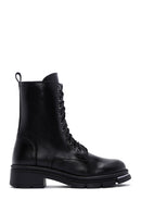 Women's Black Leather Zippered Boots | Derimod