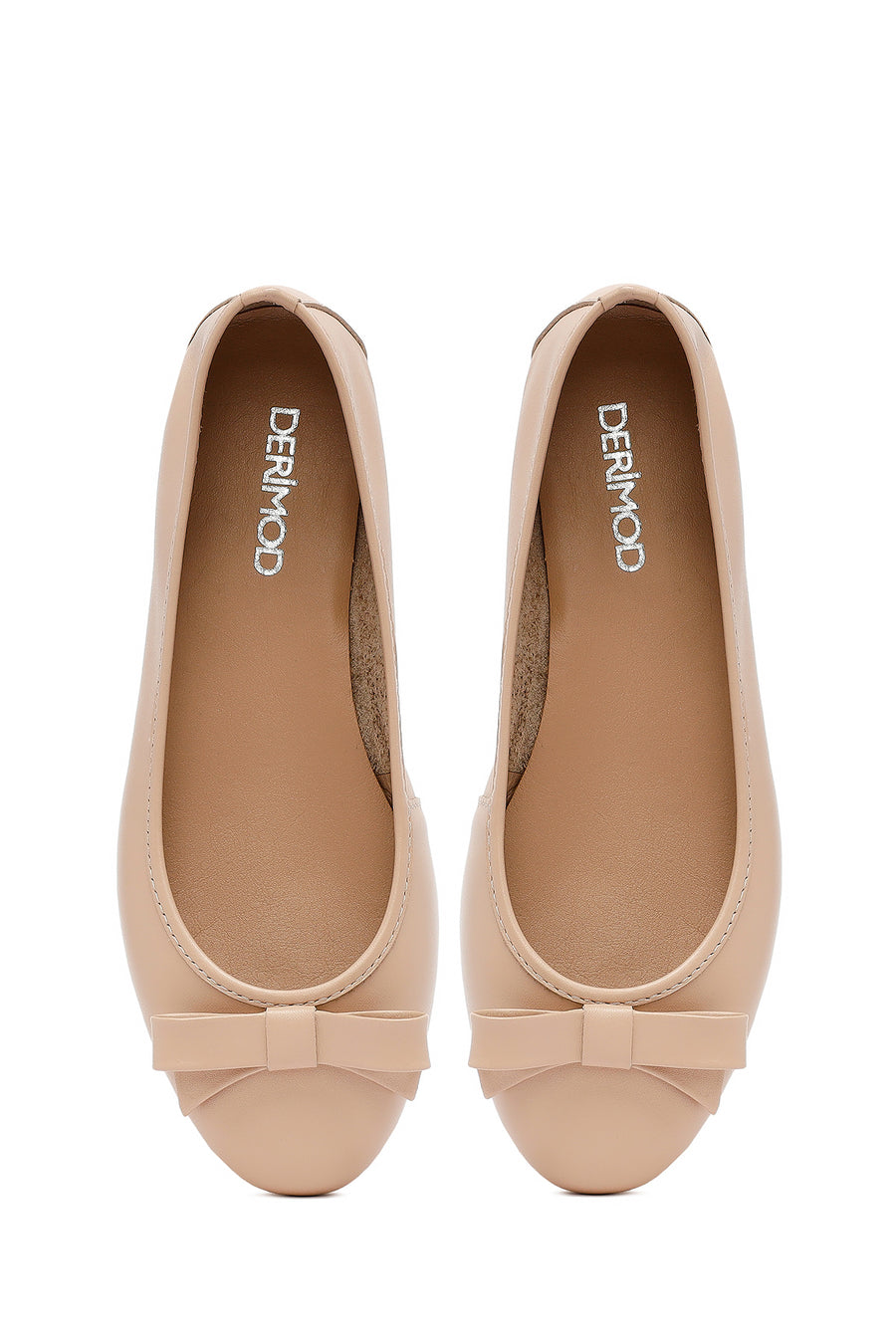 Women's Beige Leather Ballerinas