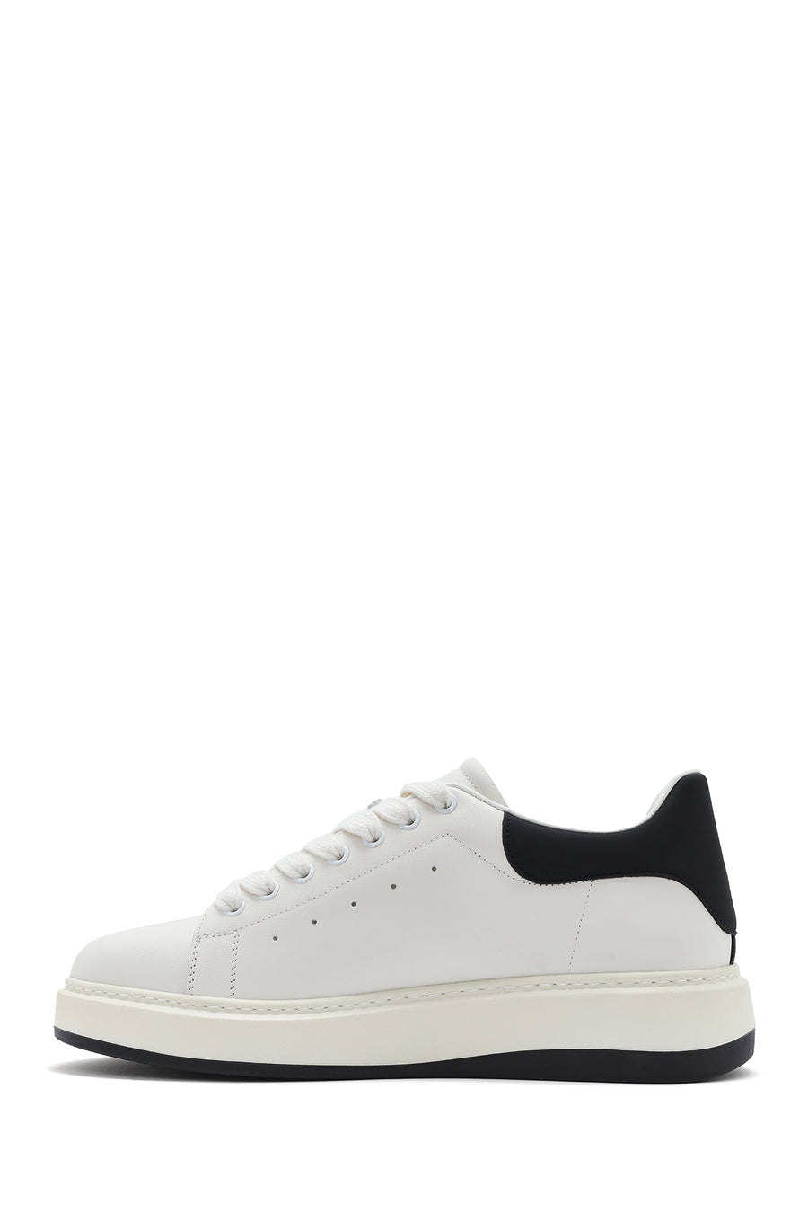 Erkek Beyaz Bağcıklı Deri Sneaker