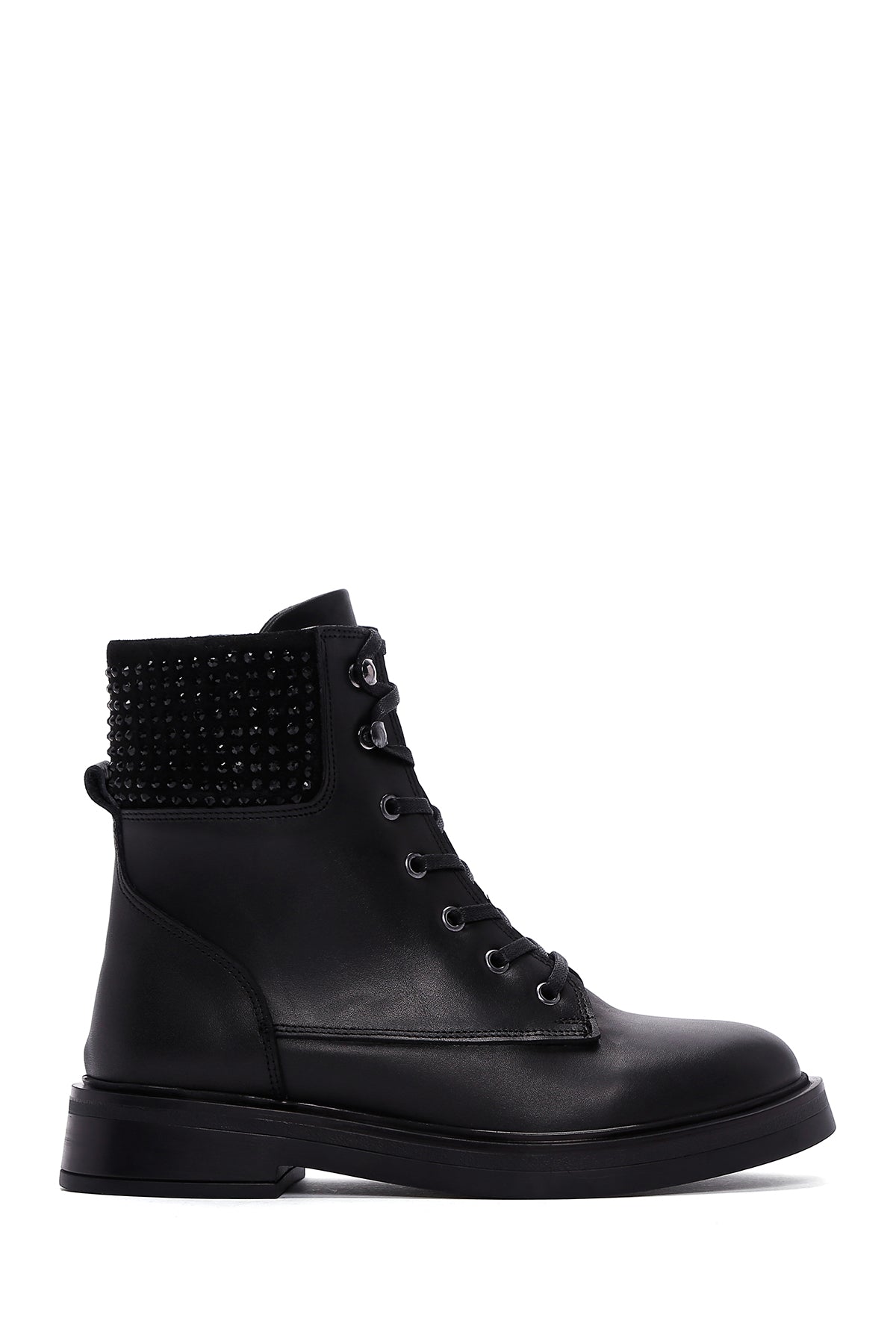 Women's Black Leather Stone Boots 23WFD201518 | Derimod