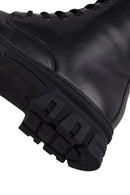 Woman Black Lace-up Zip Closure Thick-soled Combat Boots | Derimod