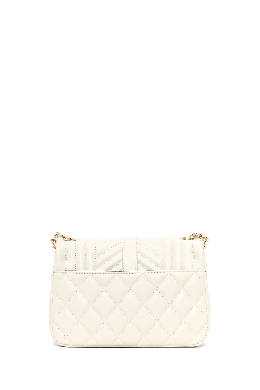 Woman Cream Chain Strap Quilted Crossbody Bag