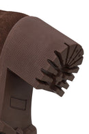 Woman Brown Zip Closure Chunky-Heeled Suede Leather Boots | Derimod