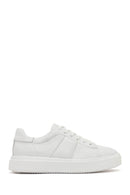 Men's White Lace-up Thick-Sole Leather Sneaker | Derimod