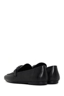 Women's Black Leather Masculine Loafer | Derimod