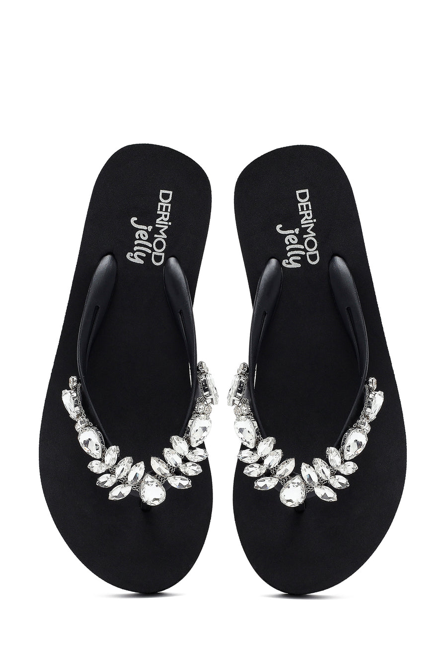 Women's Black Toe Stone Wedge Heel Jelly Slippers