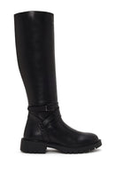 Woman Black Zip Closure Leather Boots | Derimod