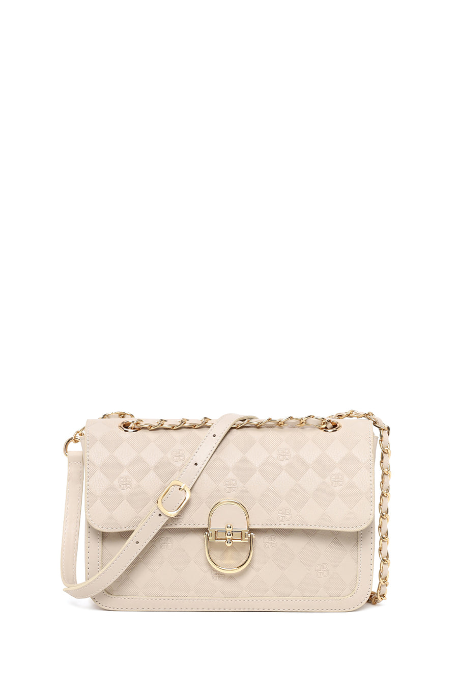 Woman Cream Chain Strap Printed Crossbody Bag 26SBD201826 | Derimod