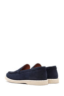 Men's Navy Blue Nubuck Leather Casual Loafer | Derimod