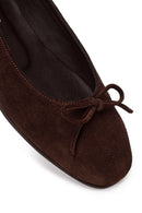 Woman Brown Buckled Suede Leather Ballet Flat | Derimod