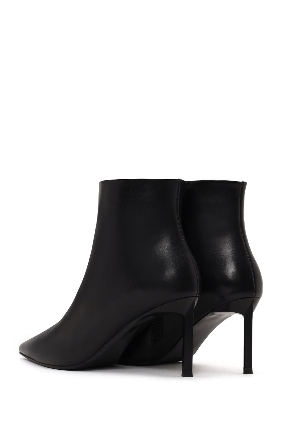 Woman Black Zip Closure Stiletto Heel Leather Boots