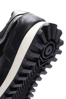 Women's Black Thick Soled Leather Sneaker | Derimod