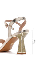 Women's Gold Ankle Strap Metallic Thin Heel Sandals | Derimod