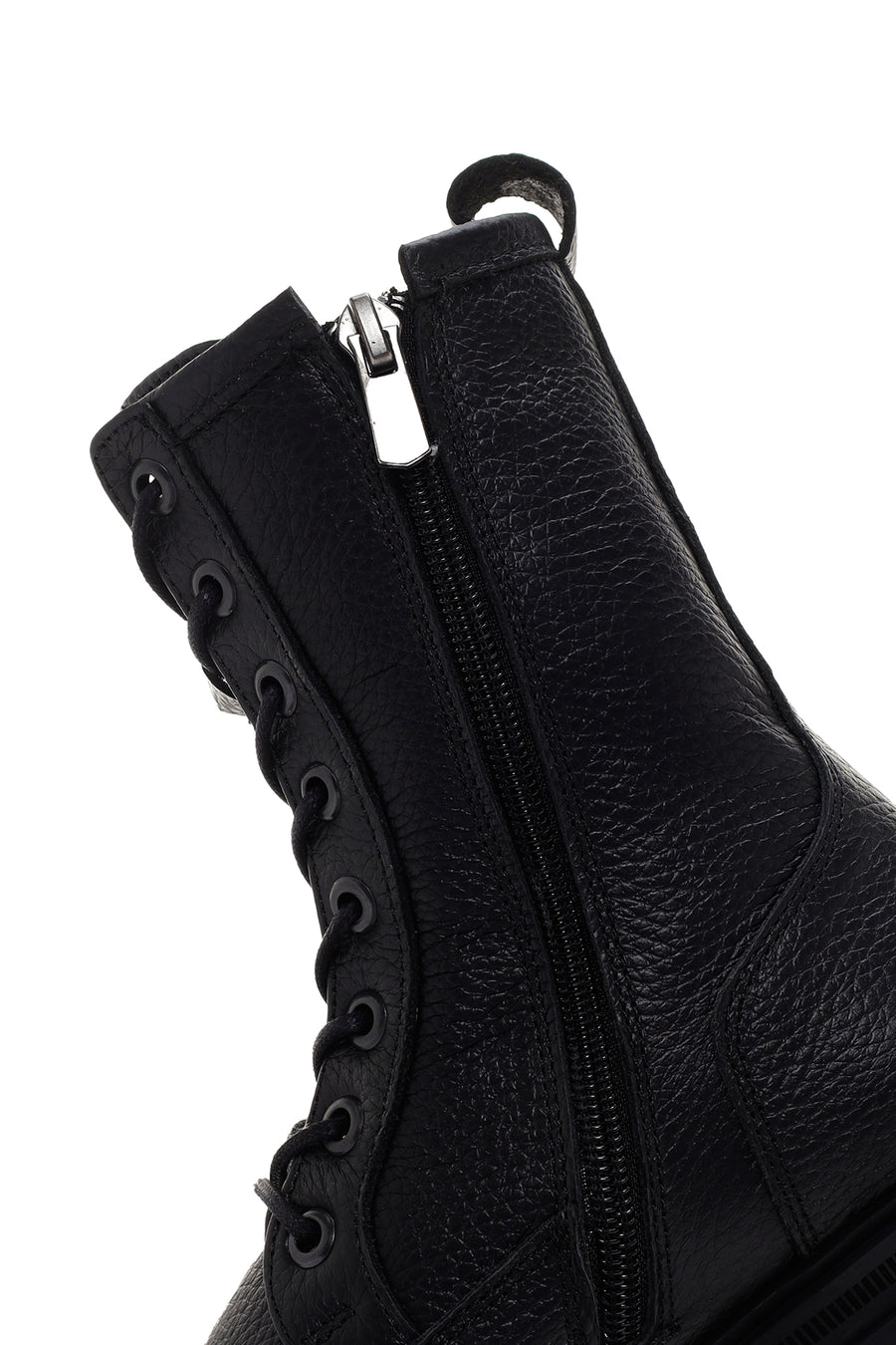 Women's Black Zippered Leather Boots