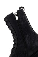 Women's Black Zippered Leather Boots | Derimod