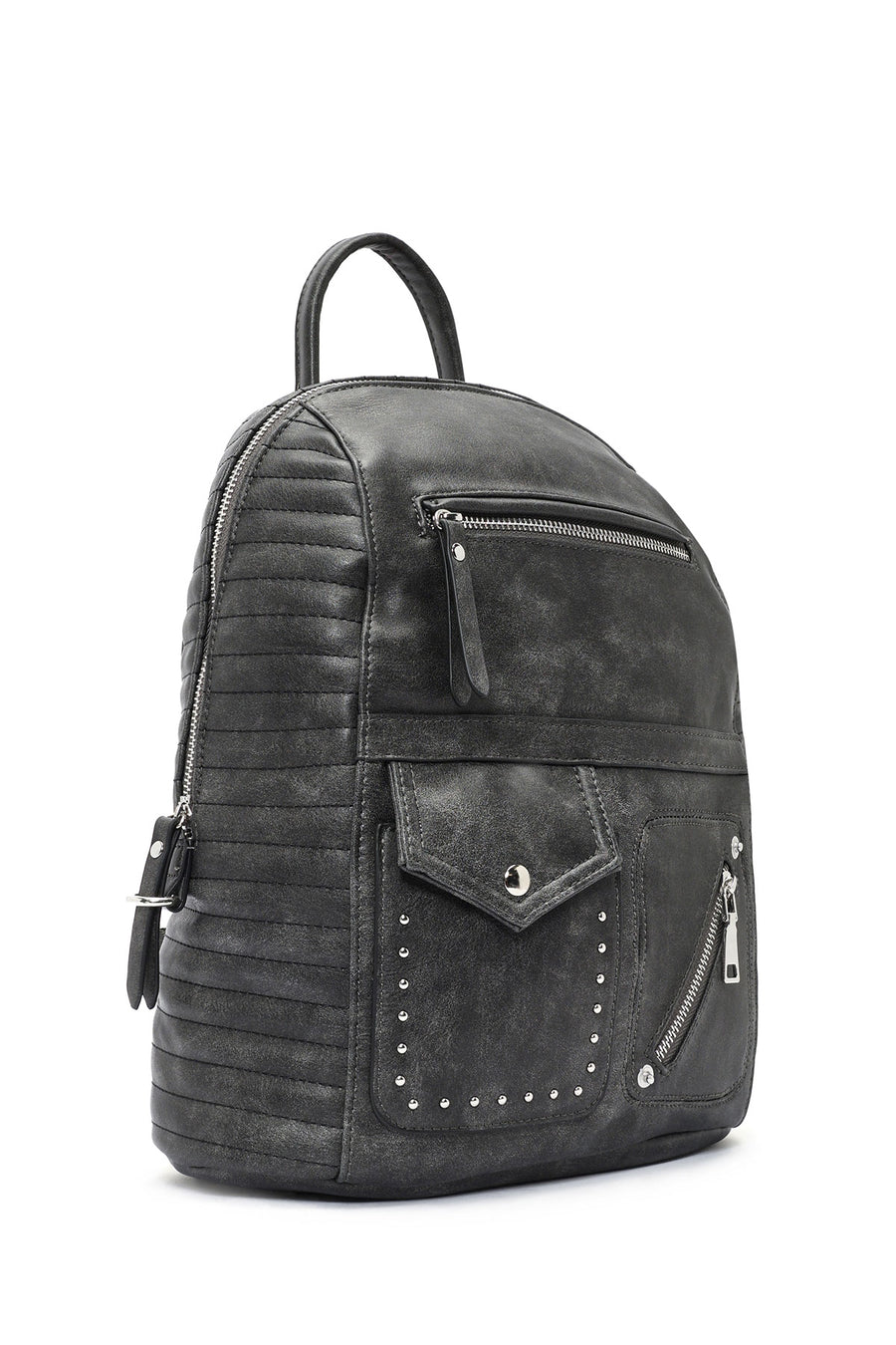 Women's Gray Metal Detailed Backpack