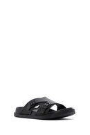 Men's Black Buckled Slippers | Derimod