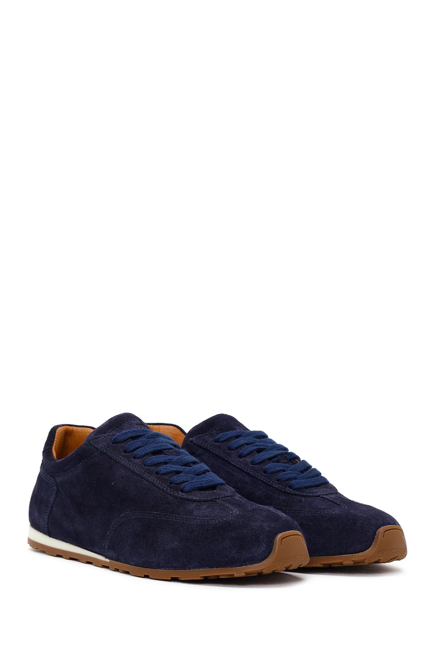 Male Navy Lace-up Suede Leather Sneaker