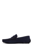 Men's Navy Blue Nubuck Leather Casual Loafer | Derimod