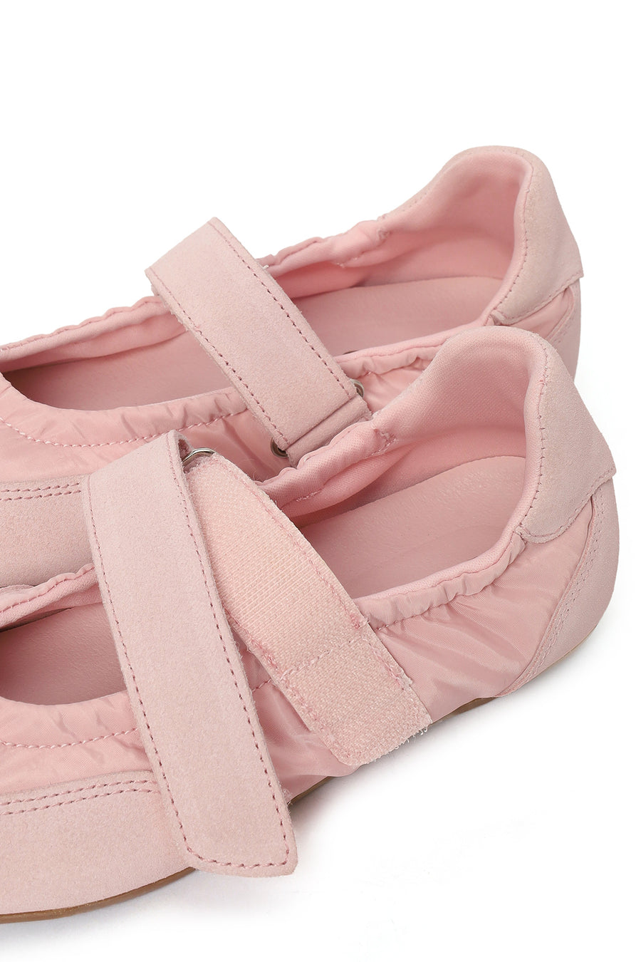 Women's Powder Pink Strapped Leather Sport Ballet Flats