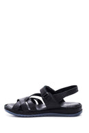 Women's Black Leather Comfort Sandals | Derimod