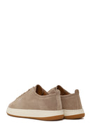 Male Beige Lace-Up Thick-Soled Suede Leather Sneaker | Derimod