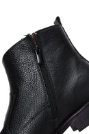 Men's Black Leather Zippered Classic Boots | Derimod