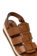 Women's Tan Thick Soled Leather Sandals | Derimod