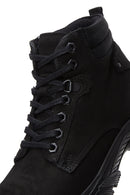 Men's Black Nubuck Leather Casual Zippered Boots | Derimod