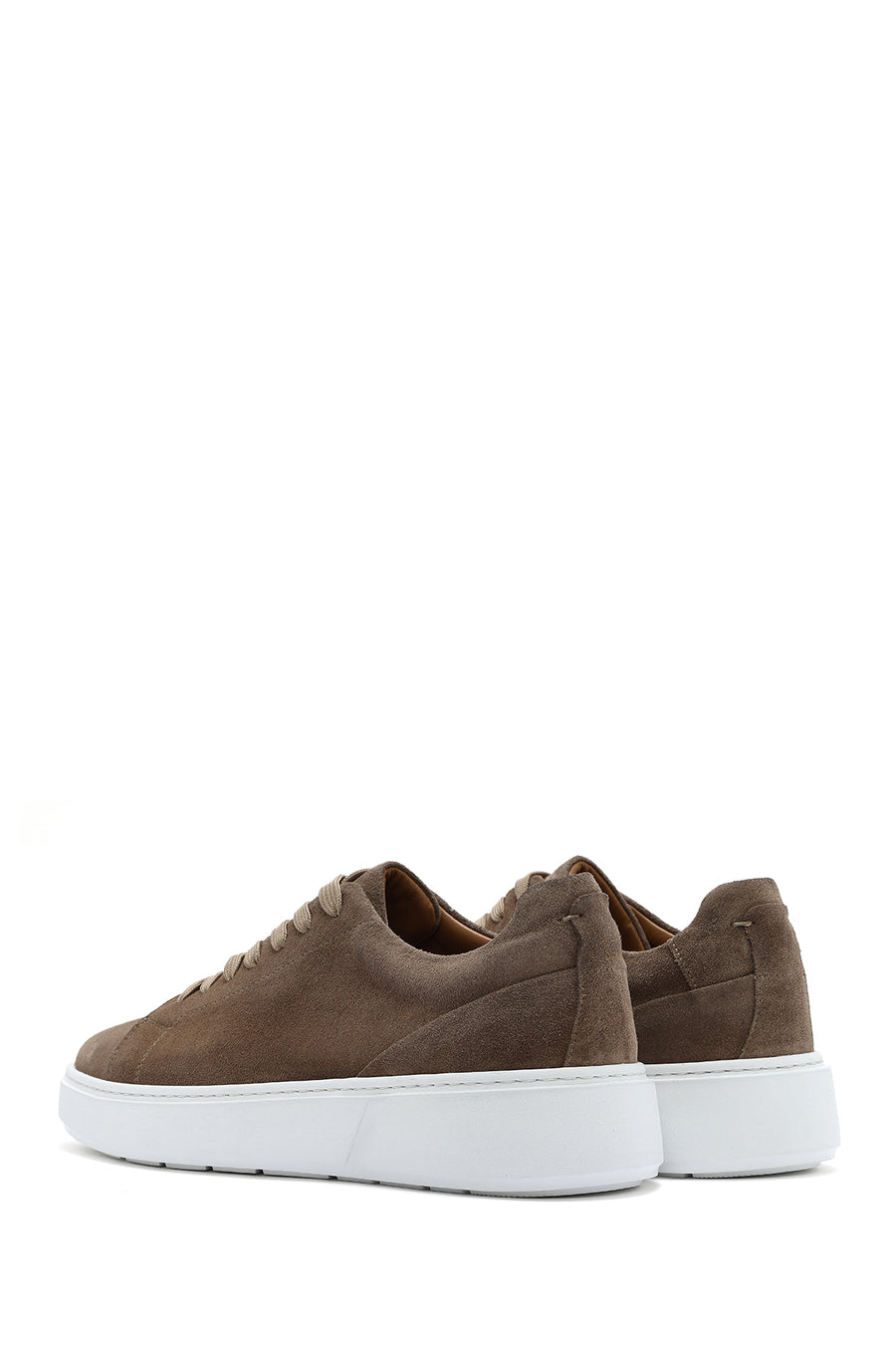 Men's Beige Lace-Up Suede Leather Sneaker