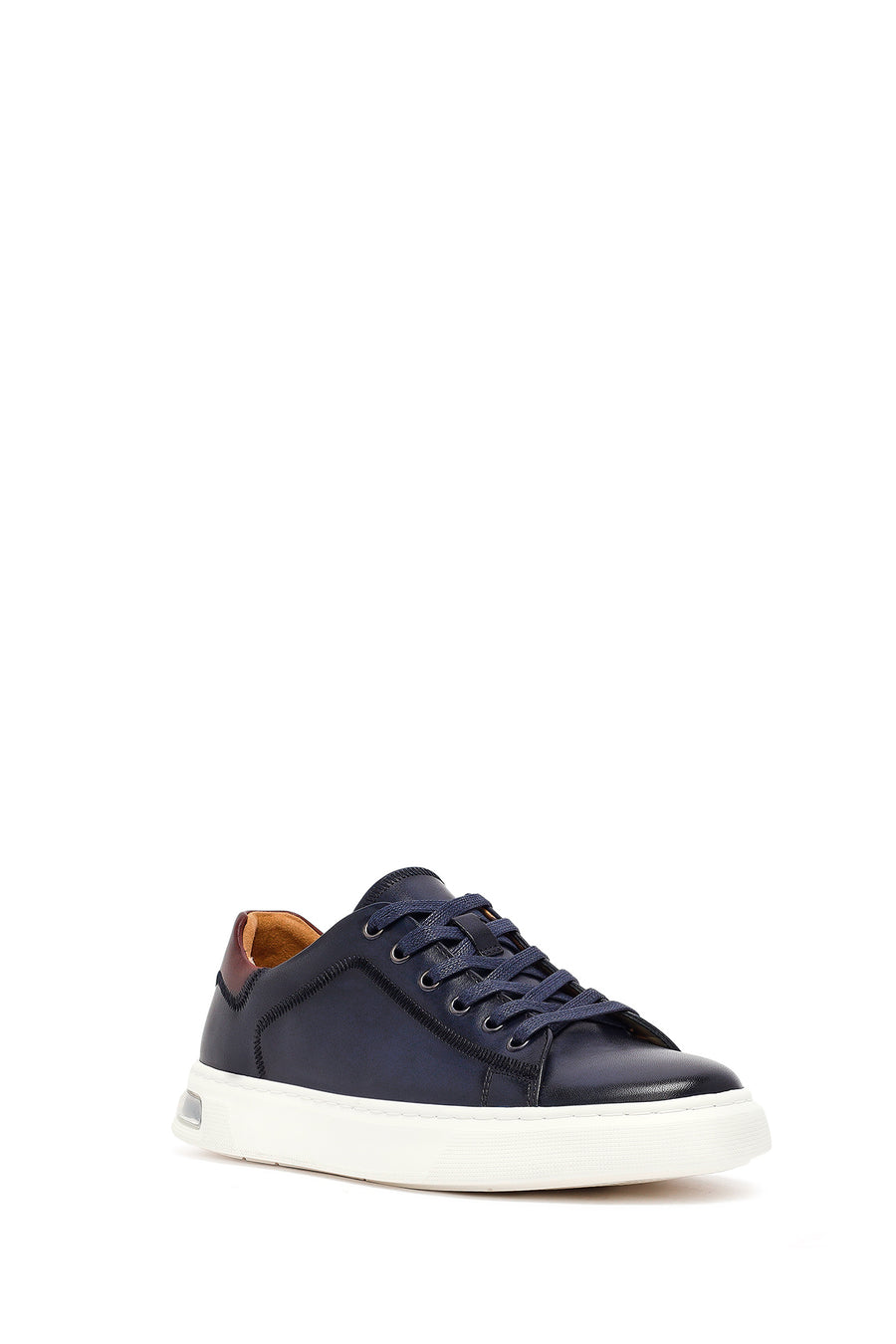 Men's Navy Blue Lace-Up Leather Sneaker