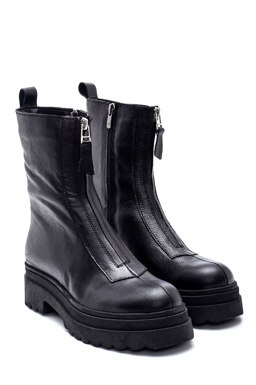 Women's Zippered Leather Boots