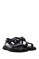 Women's Black Double Strap Leather Comfort Sandals | Derimod