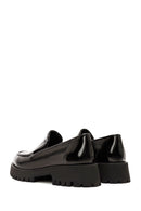 Women's Black Patent Leather Masculine Loafer | Derimod