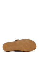 Women's Beige Buckle Suede Leather Slippers | Derimod