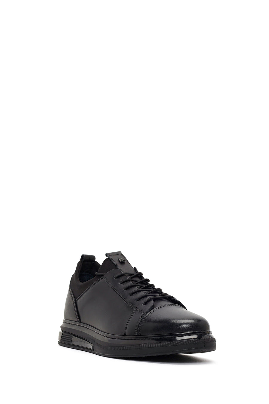 Erkek Siyah Bağcıklı Deri Sneaker