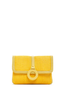 Women's Yellow Long Strap Straw Crossbody Bag | Derimod