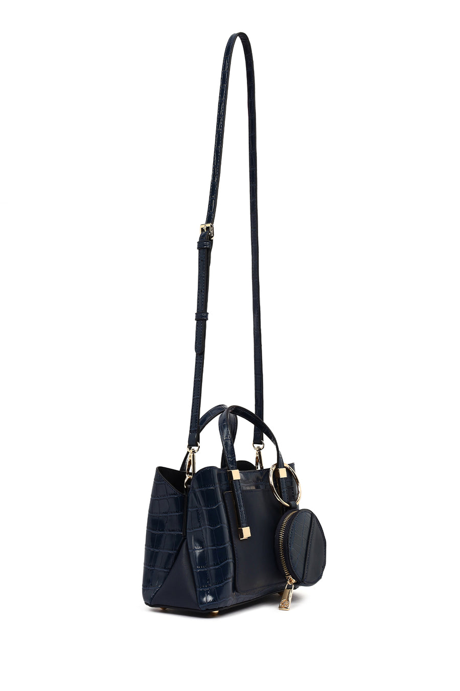 Women's Navy Blue Long Strap Mini Classic Handbag