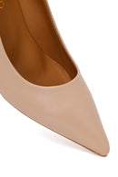 Woman Beige Thin-Heeled Leather Stiletto | Derimod