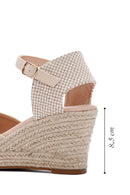 Women's Beige Ankle Strap Stone Wedge Heel Espadrille | Derimod