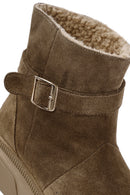 Women's Brown Thick Sole Suede Leather Boots | Derimod