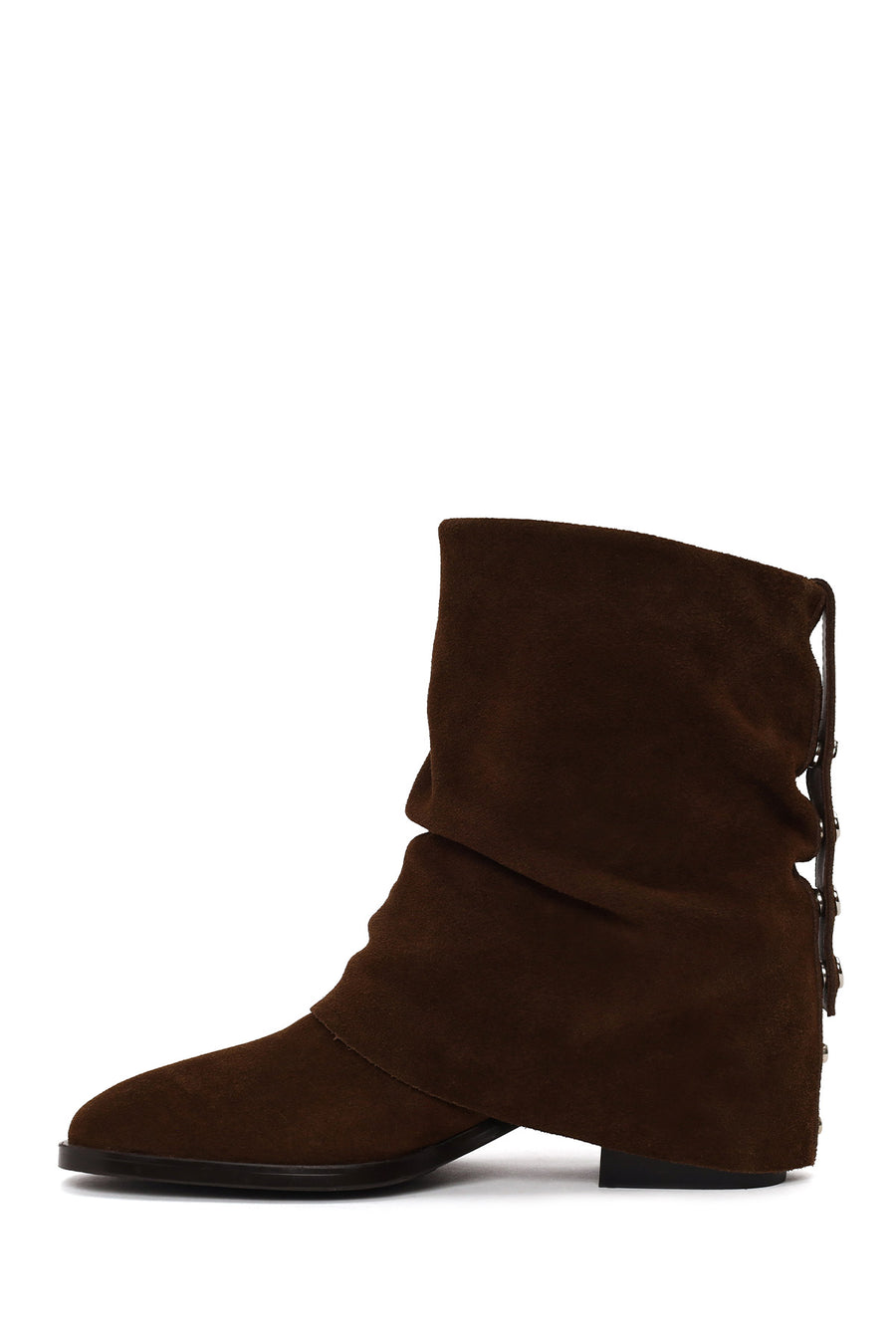 Woman Brown Chunky-Heel Suede Boots