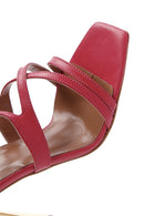 Women's Fuchsia Leather High Heel Sandals | Derimod